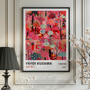 Cartel de exposición japonesa, impresión de arte Yayoi Kusama, decoración de arte de pared tradicional japonesa, decoración asiática, arte japonés, grabado en madera japonés