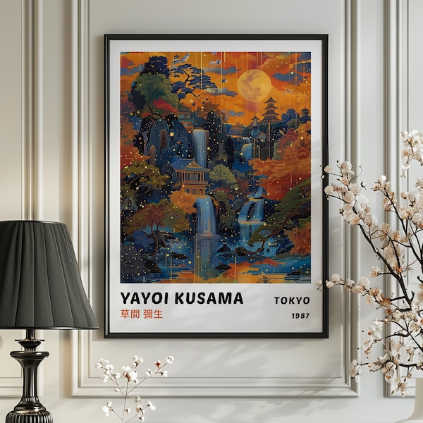 Japanese Exhibition Poster, Yayoi Kusama Art Print, Traditional Japanese Wall Art Decor, Asian Decor, Japanese Art, Japanese Print