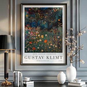 Gustav Klimt Nachtdruck, Klimt Museum Poster, Gustav Klimt Poster, Klimt Ausstellungsposter, Gustav Klimt Gemälde, Blumengarten, Blume
