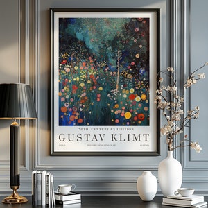 Gustav Klimt Night Print, Klimt Museum Poster, Gustav Klimt Poster, Klimt Exhibition Poster, Gustav Klimt Painting, Flower Garden, Flower