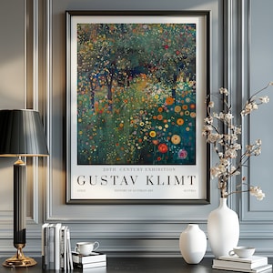Gustav Klimt Night Print, Klimt Museum Poster, Gustav Klimt Poster, Klimt Exhibition Poster, Gustav Klimt Painting, Flower Garden, Flower