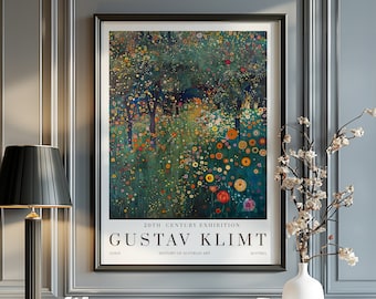 Gustav Klimt Night Print, Klimt Museum Poster, Gustav Klimt Poster, Klimt Exhibition Poster, Gustav Klimt Painting, Flower Garden, Flower