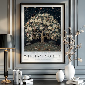 Impresión de William Morris, Impresión de exposición, Póster de William Morris, Impresión del mercado de flores, Póster vintage, Arte del árbol de la vida