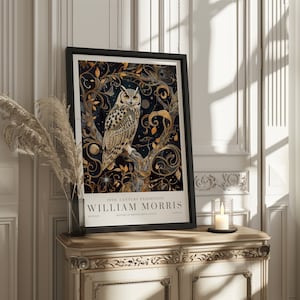 Stampe William Morris, Stampa espositiva William Morris, Poster William Morris, Arte murale vintage, Arte tessile, Arte gufo