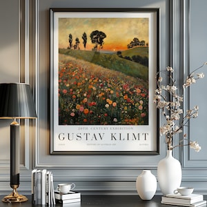 Gustav Klimt Sunset Print, Klimt Museum Poster, Gustav Klimt Poster, Klimt Exhibition Poster, Gustav Klimt Painting, Flower Garden, Flower