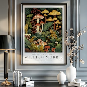 William Morris Pilz Druck, William Morris Ausstellungsdruck, William Morris Poster, Vintage Wandkunst, Textilkunst, Fliegenpilz Poster