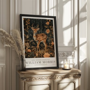 Impressão de William Morris, impressão de exposição de William Morris, pôster de William Morris, arte de parede vintage, arte têxtil, pôster vintage, impressão de veado