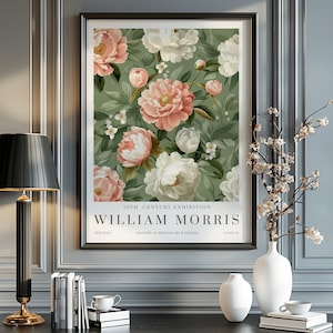 Stampa William Morris, Stampa della mostra William Morris, Poster William Morris, Arte della parete vintage, Arte tessile, Poster vintage, Opera d'arte peonia