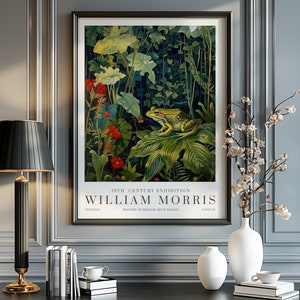 William Morris Druck, William Morris Ausstellungsdruck, William Morris Poster, Goblincore Wandkunst, Textilkunst, Vintage Poster, Frosch Druck