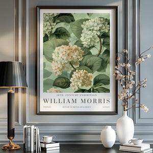 Stampa William Morris, stampa espositiva, poster William Morris, arte murale vintage, tessuti, poster vintage, ortensia