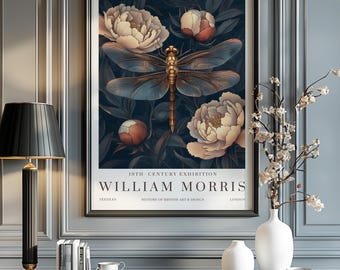 William Morris Print, William Morris Exhibition Print, William Morris Poster, Vintage Wall Art, Textiles Art, Vintage Poster, Dragonfly Art