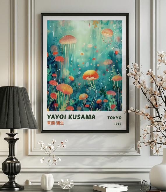 Japanese Exhibition Poster, Yayoi Kusama Art Print, Traditional Japanese Wall Art Decor, Asian Decor, Japanese Art, Japanese Print