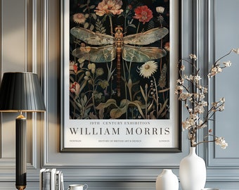William Morris Print, William Morris Exhibition Print, William Morris Poster, Vintage Wall Art, Textiles Art, Vintage Poster, Dragonfly Art