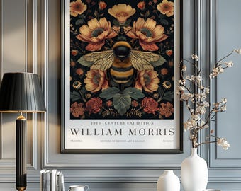 William Morris Print, William Morris Exhibition Print, William Morris Poster, Vintage Wall Art, Textiles Art, Vintage Poster, Bumble Bee Art
