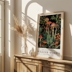 Impresión de setas de William Morris, impresión de exposición de William Morris, cartel de William Morris, arte de pared vintage, arte textil, cartel de toadstool
