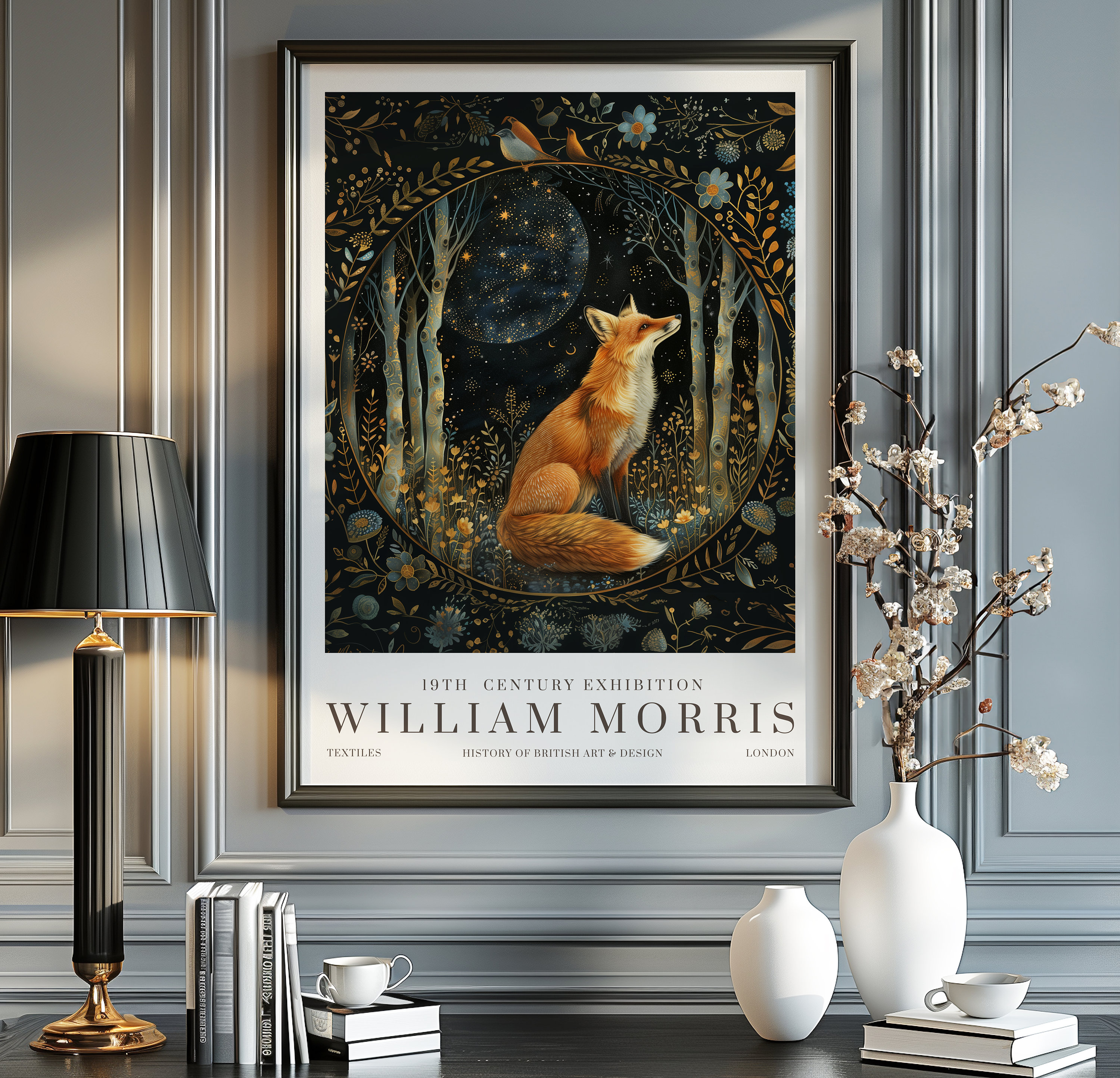 William Morris Moon & Stars Print, William Morris Exhibition