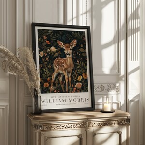 Impresión de William Morris, Impresión de exposición de William Morris, Cartel de William Morris, Arte de pared vintage, Arte de ciervo bebé, Cartel vintage, Impresión de ciervo