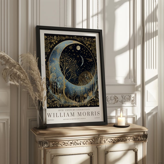 William Morris Moon & Stars Print, William Morris Exhibition Print, William Morris Poster, Vintage Wall Art, Textiles Art, Vintage Poster