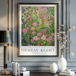 Gustav Klimt Druck, Klimt Museum Poster, Gustav Klimt Poster, Klimt Ausstellungsplakat, Gustav Klimt Malerei, Blumengarten, Blumenkunstwerk