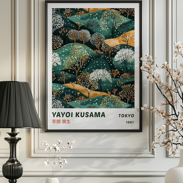 Japanese Exhibition Poster, Yayoi Kusama Art Print, Traditional Japanese Wall Art Decor, Asian Decor, Japanese Art, Japanese Print