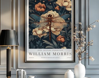 William Morris Print, William Morris Exhibition Print, William Morris Poster, Vintage Wall Art, Textiles Art, Vintage Poster, Dragonfly Art