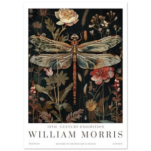 William Morris Print, William Morris Exhibition Print, William Morris Poster, Vintage Wall Art, Textiles Art, Vintage Poster, Dragonfly Art A3 (29.7 x 42  cm)