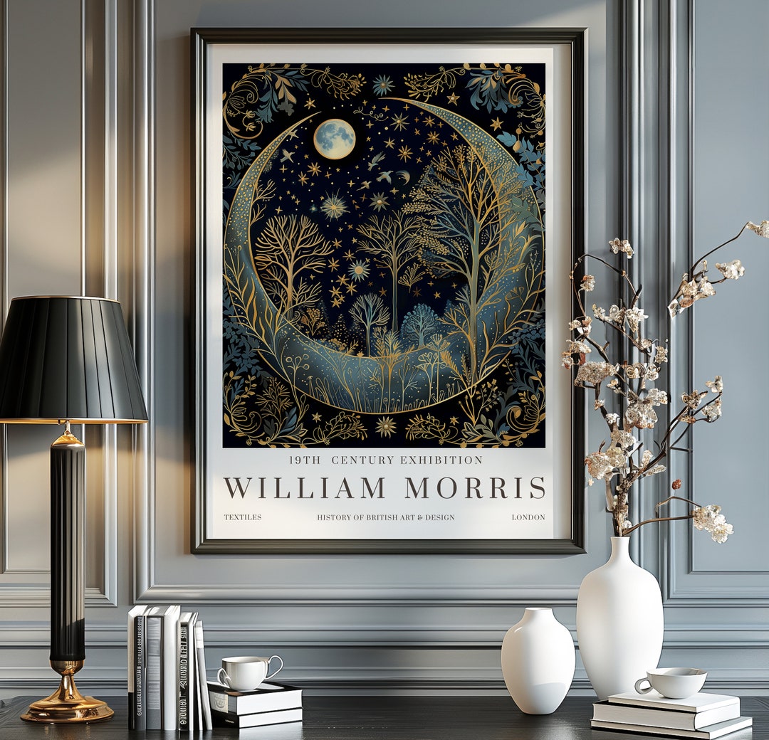 William Morris Moon & Stars Print, William Morris Exhibition Print ...