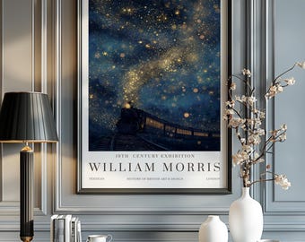 Stampa di William Morris Moon & Stars, stampa della mostra di William Morris, poster di William Morris, arte murale vintage, arte tessile, poster vintage