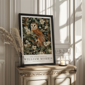 Stampe William Morris, Stampa espositiva William Morris, Poster William Morris, Arte murale vintage, Arte tessile, Arte gufo