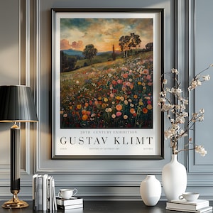 Gustav Klimt Sunset Print, Klimt Museum Poster, Gustav Klimt Poster, Klimt Ausstellungsplakat, Gustav Klimt Malerei, Blumengarten, Blume