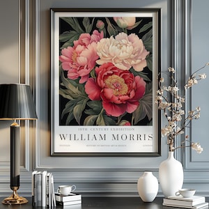 Stampe di William Morris, Stampa della mostra di William Morris in rosso, Poster di William Morris in rosso, Arte murale vintage, Arte tessile, Vintage