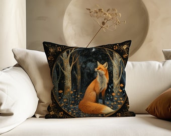 William Morris Moon and Stars Fox Pillow, William Morris Moon Fox Exhibition Print Pillow, Textiles Pillow, Moon Star Fox Pillow