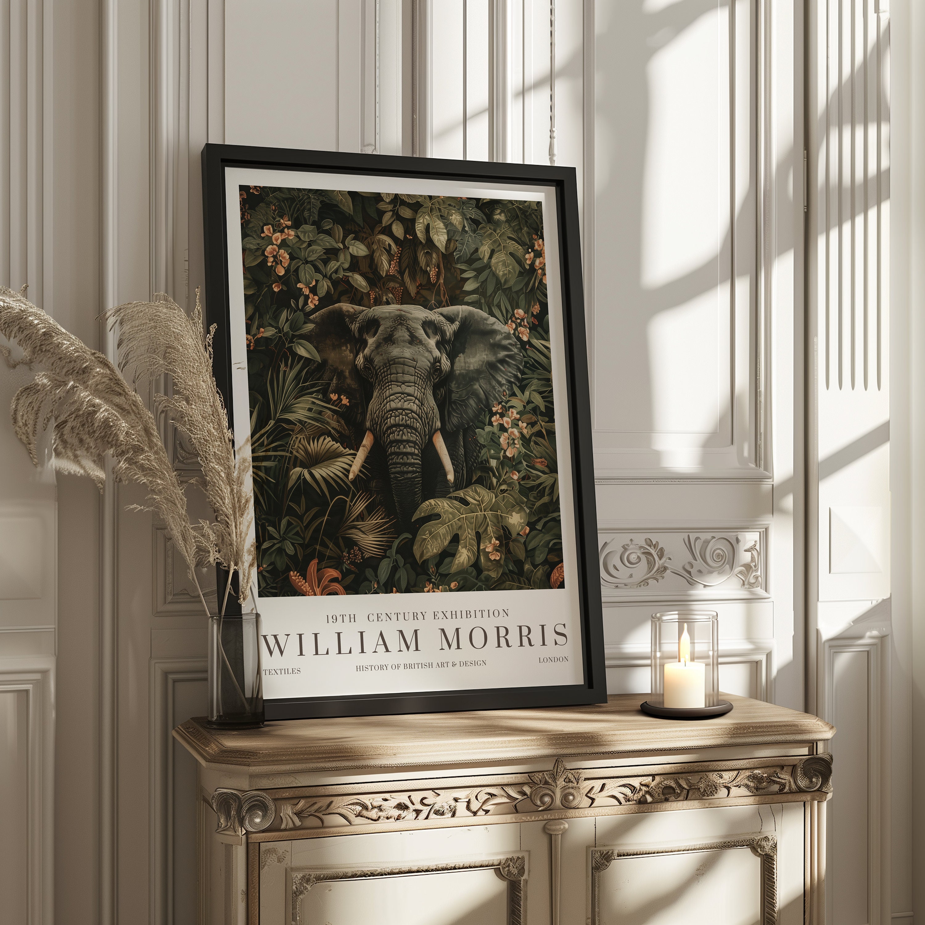 William Morris Elephant Print, William Morris Exhibition Print