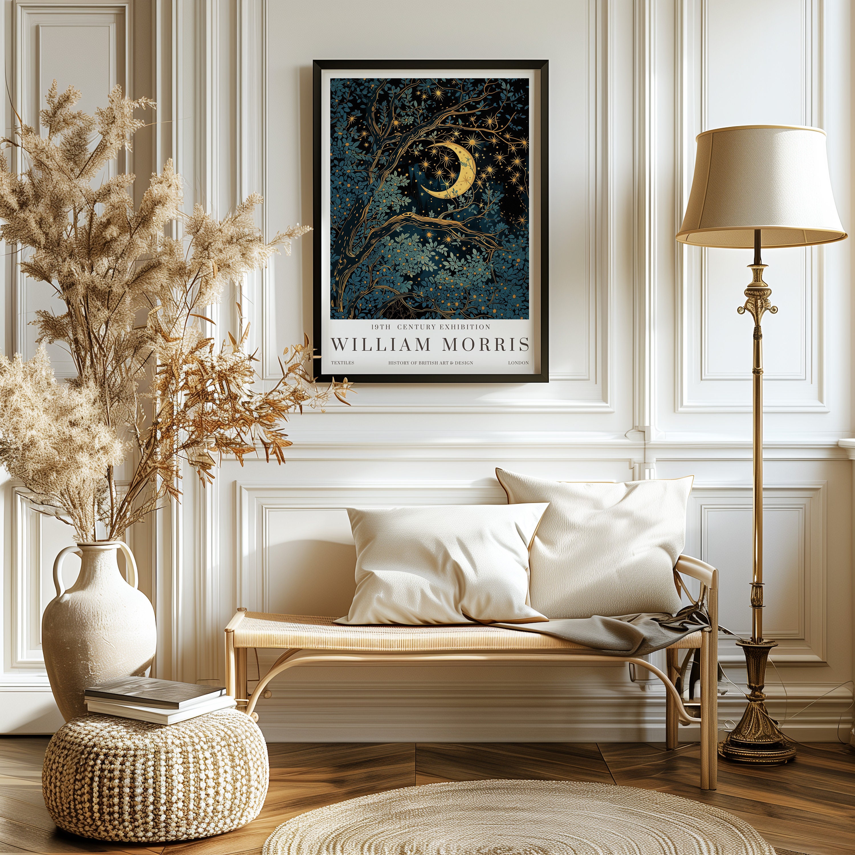 William Morris Moon & Stars Print, William Morris Exhibition Print ...