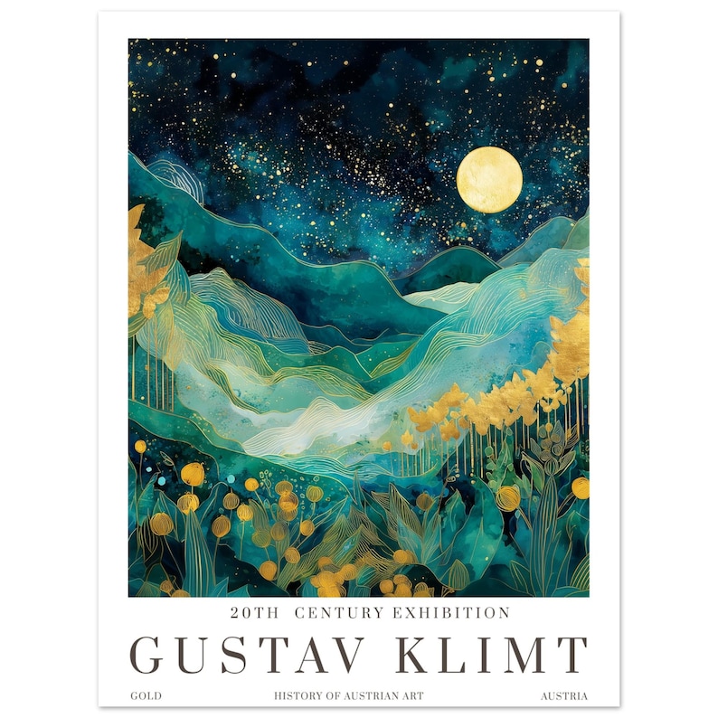 Gustav Klimt Sunset Print, Klimt Museum Poster, Gustav Klimt Poster, Klimt Exhibition Poster, Gustav Klimt Painting, Flower Garden, Flower image 5