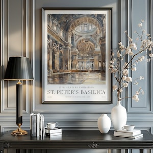 St Peter&#39;s Basilica | Italy Vintage Print | Oil Painting Art | Vintage Art | Aesthetic Wall Art | Church Art