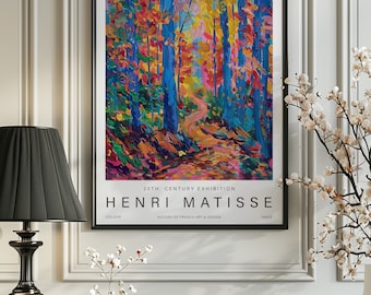 Impresión de Henri Matisse sobre el bosque: póster de Matisse para exposiciones de arte moderno, arte mural minimalista neutro, idea de regalo con recortes de Matisse