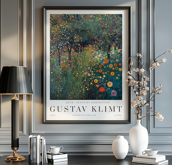 Gustav Klimt Night Print, Klimt Museum Poster, Gustav Klimt Poster, Klimt Exhibition Poster, Gustav Klimt Painting, Flower Garden, Flower