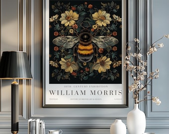 William Morris Print, William Morris Exhibition Print, William Morris Poster, Vintage Wall Art, Textiles Art, Vintage Poster, Bumble Bee Art