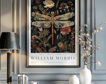 William Morris Print, William Morris Exhibition Print, William Morris Poster, Vintage Wall Art, Textiles Art, Vintage Poster, Dragonfly Art