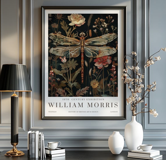 William Morris Print, William Morris Exhibition Print, William Morris Poster, Vintage Wall Art, Textiles Art, Vintage Poster, Dragonfly Art