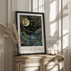 William Morris Moon & Stars Print, William Morris Ausstellungsdruck, William Morris Poster, Vintage Wandkunst, Textilkunst, Vintage Poster