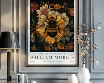 William Morris Print, William Morris Exhibition Print, William Morris Poster, Vintage Wall Art, Textiles Art, Vintage Poster, Bumble Bee Art