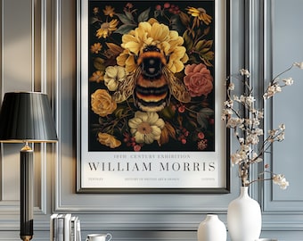 William Morris Print, William Morris Exhibition Print, William Morris Poster, Vintage Wall Art, Textiles Art, Vintage Poster, Bumble Bee Art