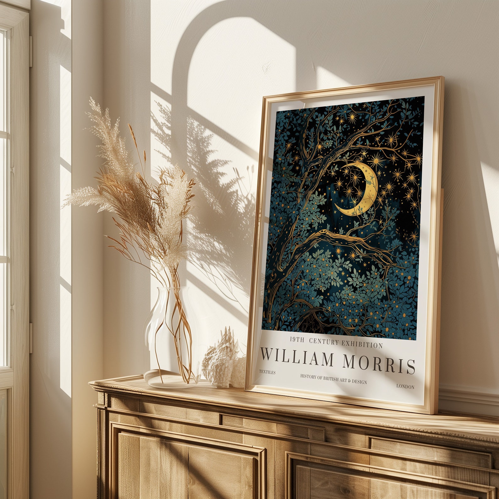 William Morris Moon & Stars Print, William Morris Exhibition Print ...