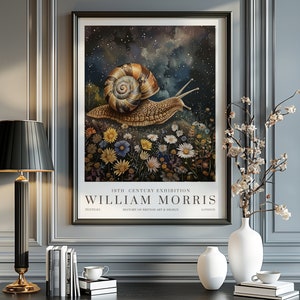 William Morris Schneckendruck, William Morris Ausstellungsdruck, William Morris Poster, Vintage Wandkunst, Textilkunst, Goblincore Schneckenposter