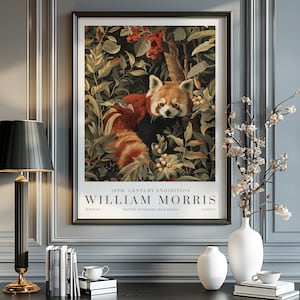 William Morris Roter Panda Druck, William Morris Ausstellung Druck, William Morris Poster, Vintage Wandkunst, Textilkunst, Roter Panda Poster