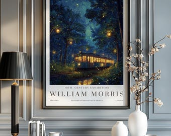 Stampa di William Morris Moon & Stars, stampa della mostra di William Morris, poster di William Morris, arte murale vintage, arte tessile, poster vintage