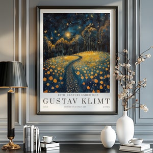 Gustav Klimt Moon Night Print, Klimt Museum Poster, Gustav Klimt Poster, Klimt Exhibition Poster, Gustav Klimt Painting, Flower Garden.