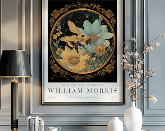 William Morris Print, William Morris Exhibition Print, William Morris Poster, Vintage Wall Art, Textiles Art, Vintage Poster, Bumble Bee Art